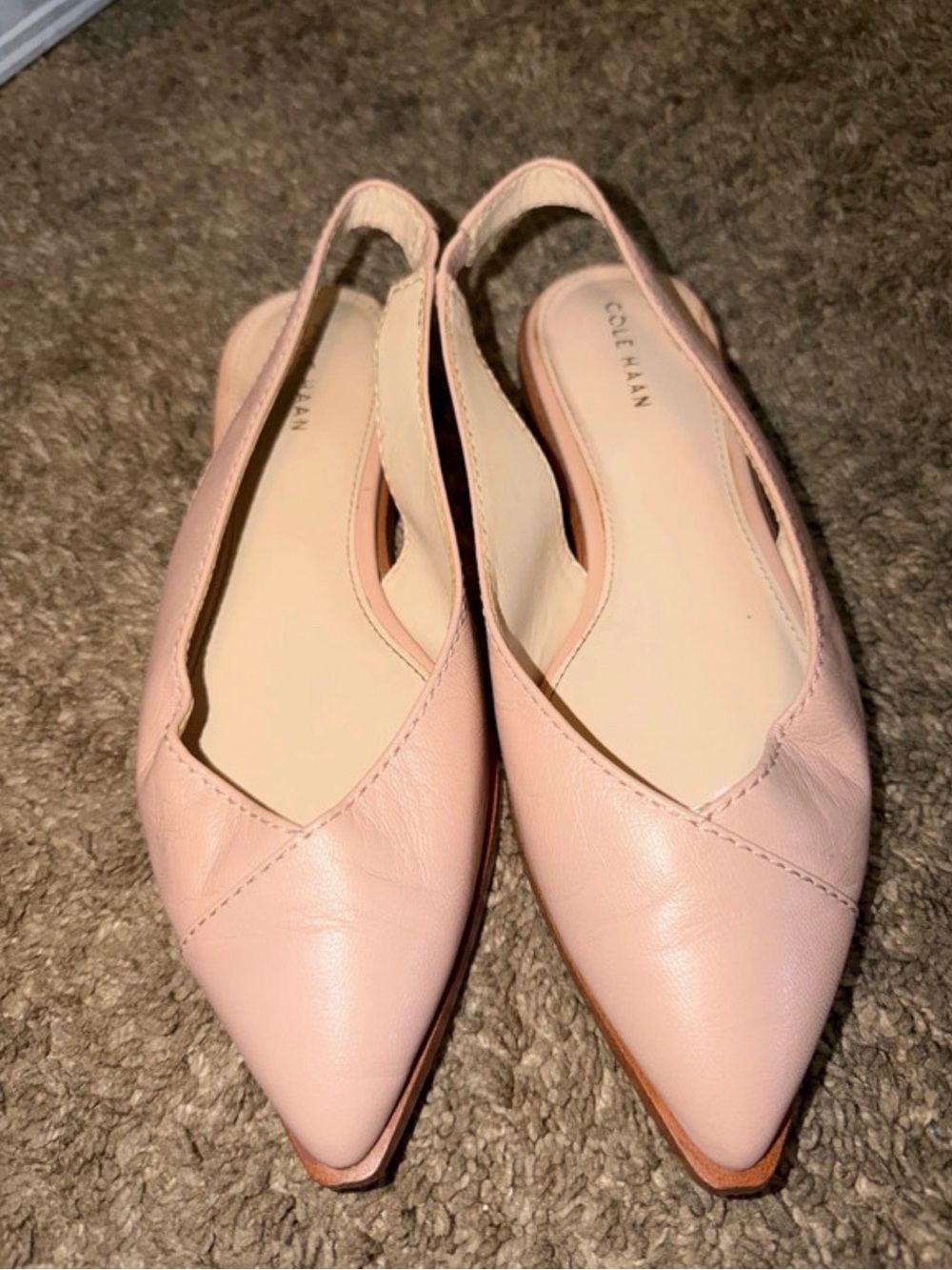 Cole Haan Women's Blush Leather Pointed Slingback Flats